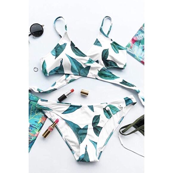 ✨HP✨Fresh Leaves Printing Cross Padding BikiniSet✨ - Picture 5 of 8